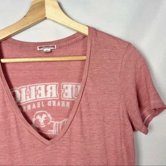 True Religion Y2K Logo V-Neck Short Sleeve T-Shirt L - Picture 3 of 6